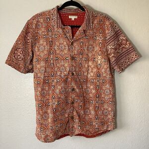 Earthbound Embroidered Hippie Bohemian Tropical Vacation Button Up Shirt M